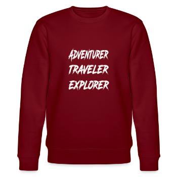 Adventurer Traveler Explorer - Stanley/Stella Unisex Bio-Sweatshirt CHANGER  - Burgunderrot - Vorne - Nik (191cm) & Marisol (170cm)