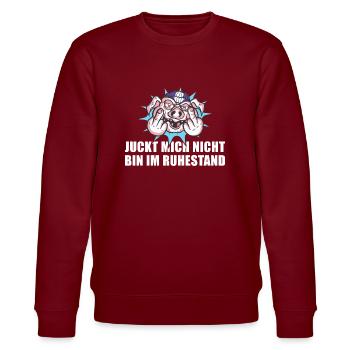 Juckt Mich Nicht Bin Im Ruhestand Rente - Stanley/Stella Unisex Bio-Sweatshirt CHANGER  - Burgunderrot - Vorne - Nik (191cm) & Marisol (170cm)