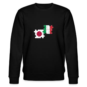 Japan Italien Flagge Italienisch Japaner - Stanley/Stella Unisex Bio-Sweatshirt CHANGER  - Schwarz - Vorne - Nik (191cm) & Marisol (170cm)