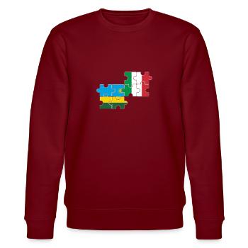 Ruanda Italien Flagge Italiener Ruandese - Stanley/Stella Unisex Bio-Sweatshirt CHANGER  - Burgunderrot - Vorne - Nik (191cm) & Marisol (170cm)