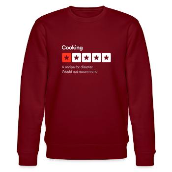 Kochen, ein Rezept für eine Katastrophe... Sarkastische Rezension - Stanley/Stella Unisex Bio-Sweatshirt CHANGER  - Burgunderrot - Vorne - Nik (191cm) & Marisol (170cm)