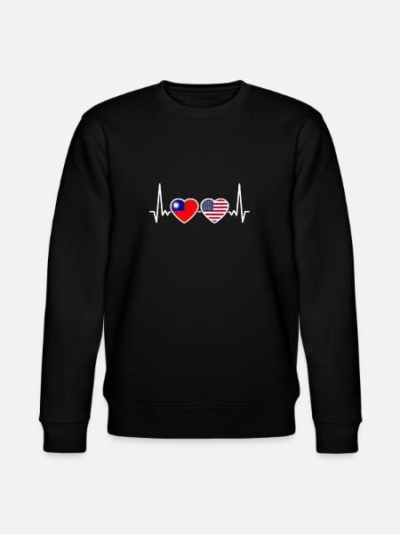 Taiwan USA Herzschlag Flagge Amerikaner Taiwaner - Stanley/Stella Unisex Bio-Sweatshirt CHANGER  - Schwarz