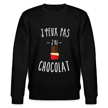 je peux pas j'ai chocolat - tablette - chocolat - Sweat bio CHANGER Stanley/Stella Unisexe - noir - Devant - Nik (191cm) & Marisol (170cm)
