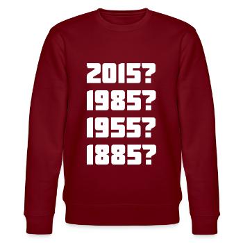 Flux Compensator Time Travel Time Machine Delorean - Stanley/Stella CHANGER Unisex Organic Sweatshirt - burgundy - Front - Nik (191cm) & Marisol (170cm)