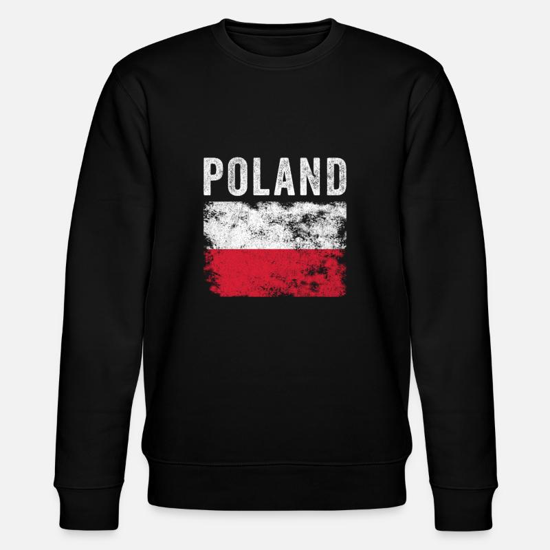 Polnische Flagge Distressed - Polnische Flagge - Stanley/Stella Unisex Bio-Sweatshirt CHANGER  - Schwarz