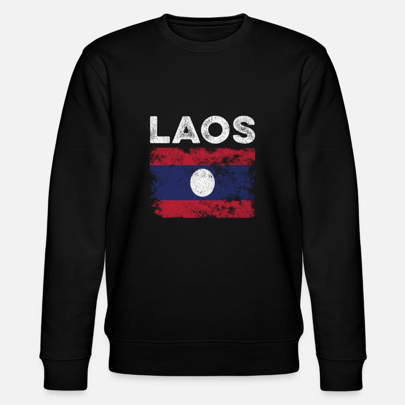 Laos Flag Distressed - Lao Flag - Stanley/Stella CHANGER Unisex Organic Sweatshirt - black