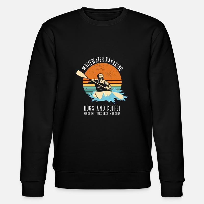 Whitewater Kayaking Dogs & Coffee - Stanley/Stella Unisex Bio-Sweatshirt CHANGER  - Schwarz