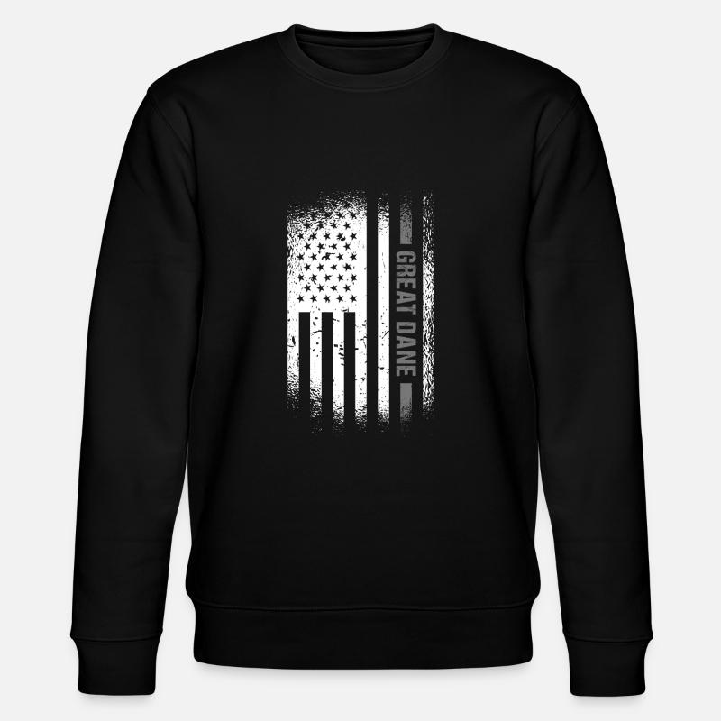 Great Dane Us Flag - Stanley/Stella Unisex Bio-Sweatshirt CHANGER  - Schwarz