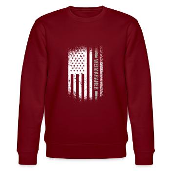 Braque de Weimar Us Flag - Sweat bio CHANGER Stanley/Stella Unisexe - bordeaux - Devant - Nik (191cm) & Marisol (170cm)