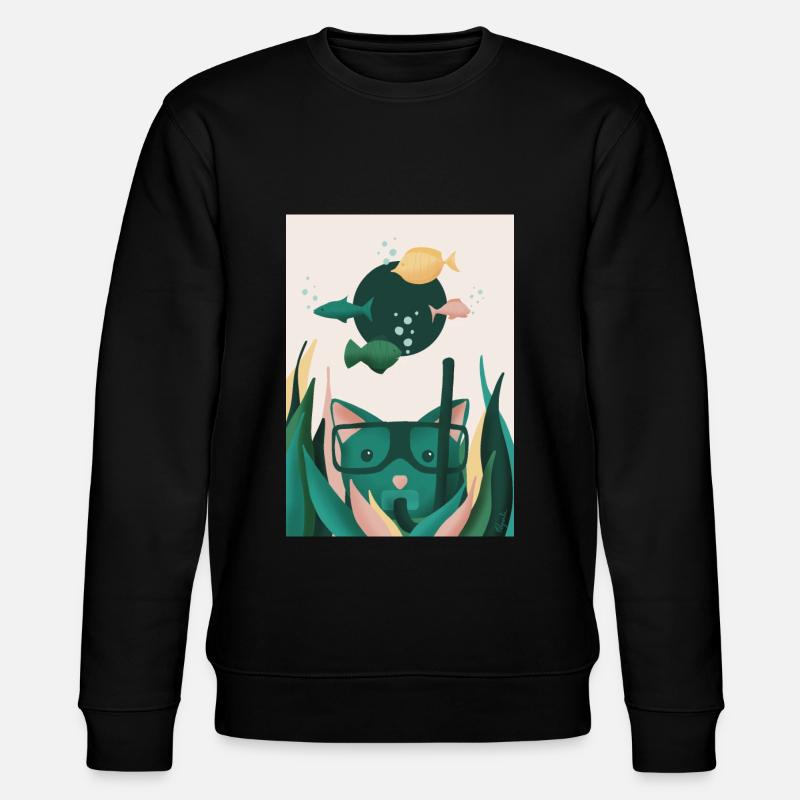 Chat dans l'eau - chat marin - Sweat bio CHANGER Stanley/Stella Unisexe - noir
