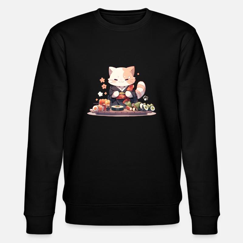 Chat samouraï mange des sushis - Sweat bio CHANGER Stanley/Stella Unisexe - noir