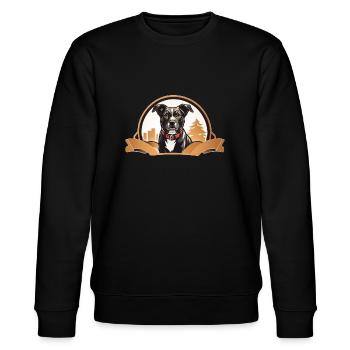 dog walker logo - Stanley/Stella CHANGER Unisex Organic Sweatshirt - black - Front - Nik (191cm) & Marisol (170cm)