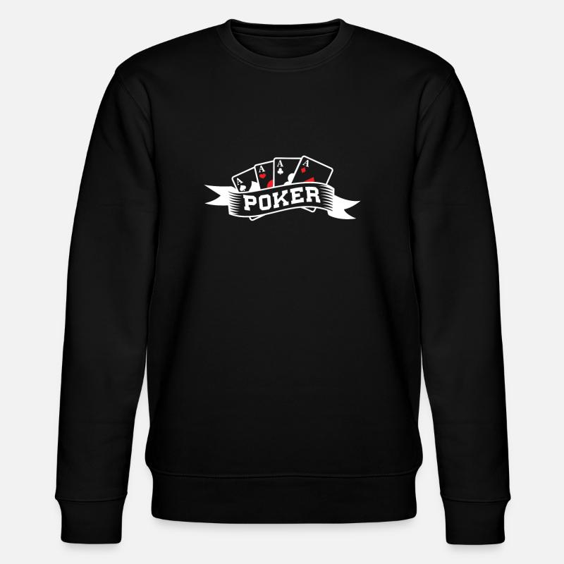 Poker Spielkarten Asse - Stanley/Stella Unisex Bio-Sweatshirt CHANGER  - Schwarz