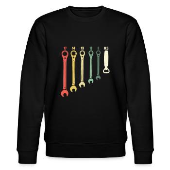 Car Mechanic Gift - Stanley/Stella CHANGER Unisex Organic Sweatshirt - black - Front - Nik (191cm) & Marisol (170cm)