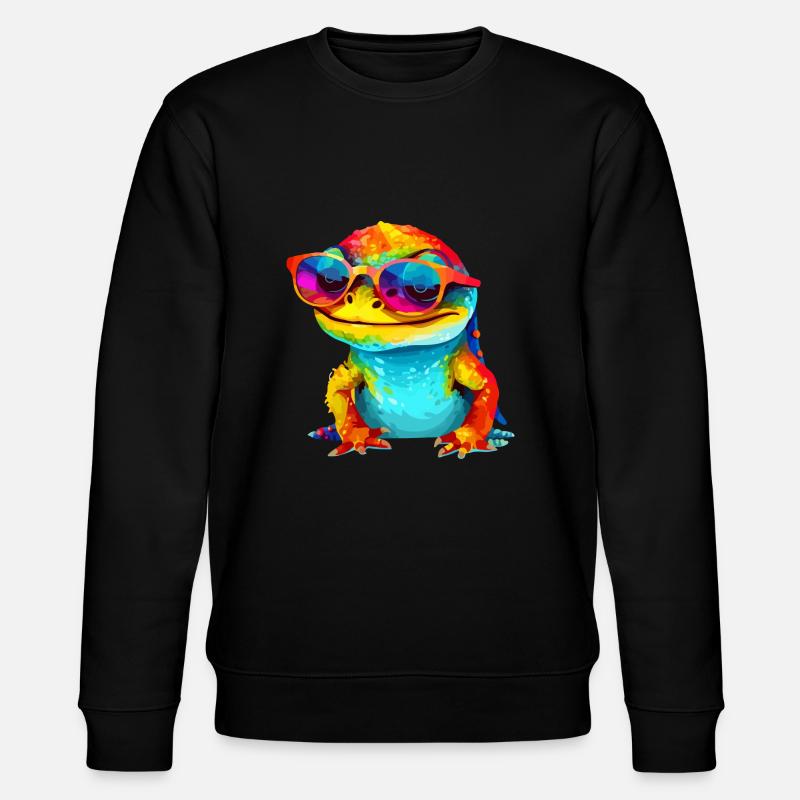 Ouk, die Brillenechse - Stanley/Stella Unisex Bio-Sweatshirt CHANGER  - Schwarz