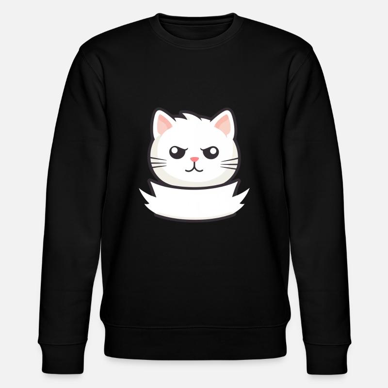 Katze mit Namensschild - Stanley/Stella Unisex Bio-Sweatshirt CHANGER - Schwarz