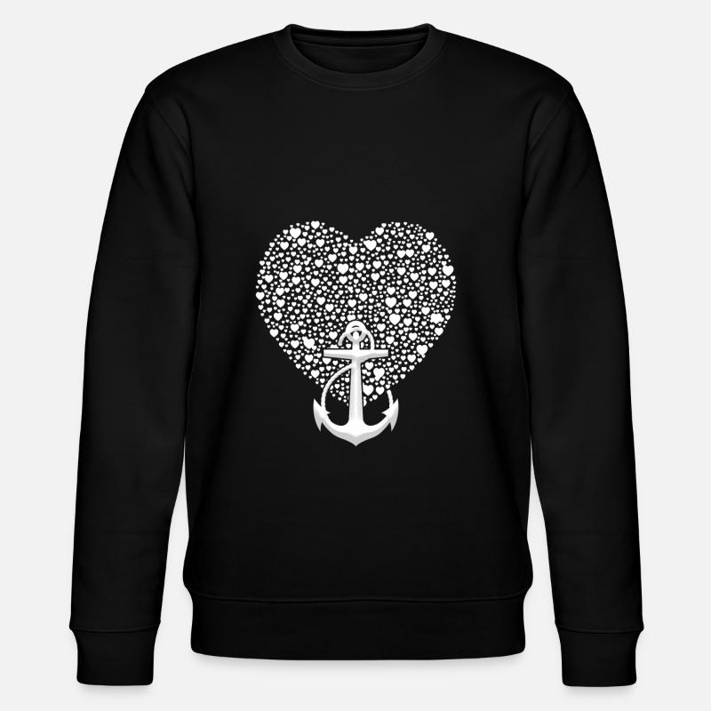 Anker Mit Herz Küste Seefahrt - Stanley/Stella Unisex Bio-Sweatshirt CHANGER  - Schwarz