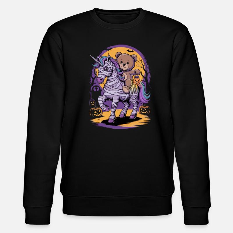 Halloween Teddybär Einhorn - Stanley/Stella Unisex Bio-Sweatshirt CHANGER - Schwarz