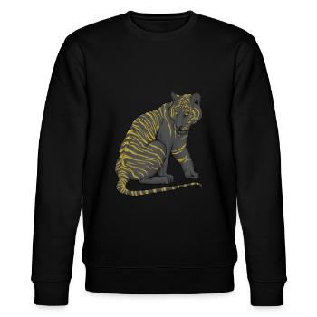 Schwarzer Tiger Panther mit goldenen Streifen - Stanley/Stella Unisex Bio-Sweatshirt CHANGER  - Schwarz - Vorne - Nik (191cm) & Marisol (170cm)