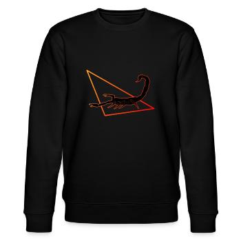 Skorpion in rot/orange - Stanley/Stella Unisex Bio-Sweatshirt CHANGER  - Schwarz - Vorne - Nik (191cm) & Marisol (170cm)