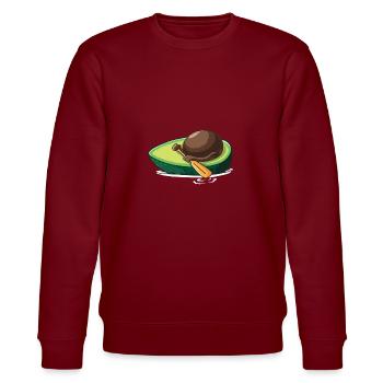 Lustiges Avocado-Nahrungsmittelpaddel eine Fischerboot-Frucht - Stanley/Stella Unisex Bio-Sweatshirt CHANGER  - Burgunderrot - Vorne - Nik (191cm) & Marisol (170cm)
