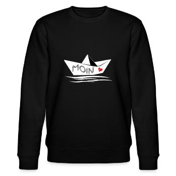 MOIN BOOT HAMBURG KÜSTE NORDSEE - Stanley/Stella Unisex Bio-Sweatshirt CHANGER  - Schwarz - Vorne - Nik (191cm) & Marisol (170cm)