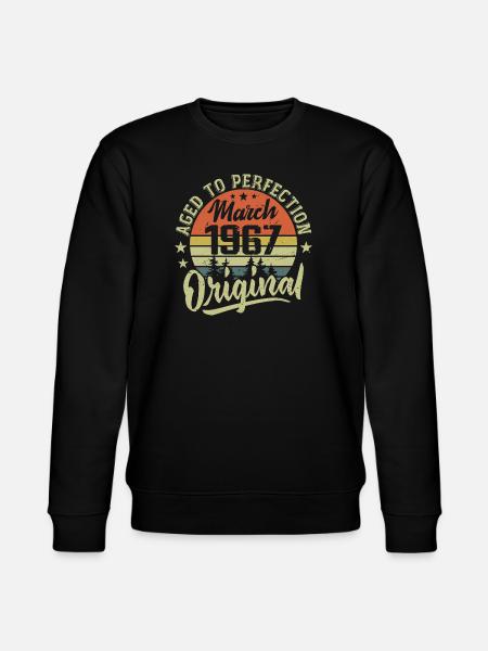Retro maaliskuu 1967 Lahja maaliskuu 1967 Syntynyt maaliskuu 1967 - Stanley/Stella CHANGER unisex luomu-collegepaita - musta