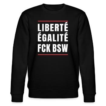 Anti Populismus Statement Design - Stanley/Stella Unisex Bio-Sweatshirt CHANGER  - Schwarz - Vorne - Nik (191cm) & Marisol (170cm)