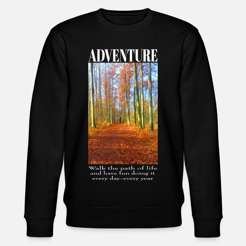 Herbstlicher Waldweg Wanderdesign - Stanley/Stella Unisex Bio-Sweatshirt CHANGER  - Schwarz