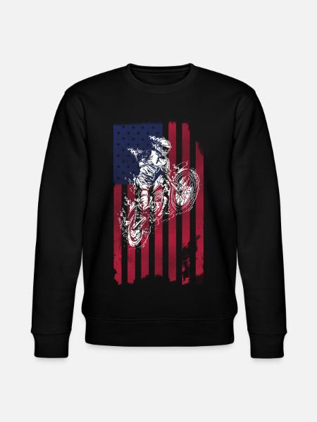 Dirt Biking USA Flag  - Stanley/Stella CHANGER Unisex Organic Sweatshirt - black