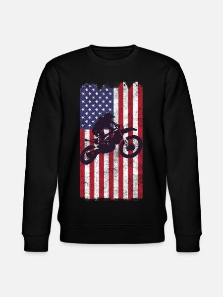 Dirt Biking USA Flag  - Stanley/Stella CHANGER Unisex Organic Sweatshirt - black