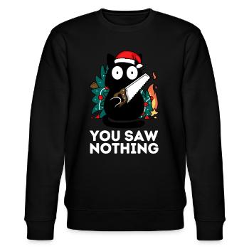 Weihnachten - Du hast nichts gesehen - Katzentannenbaum - Stanley/Stella Unisex Bio-Sweatshirt CHANGER  - Schwarz - Vorne - Nik (191cm) & Marisol (170cm)
