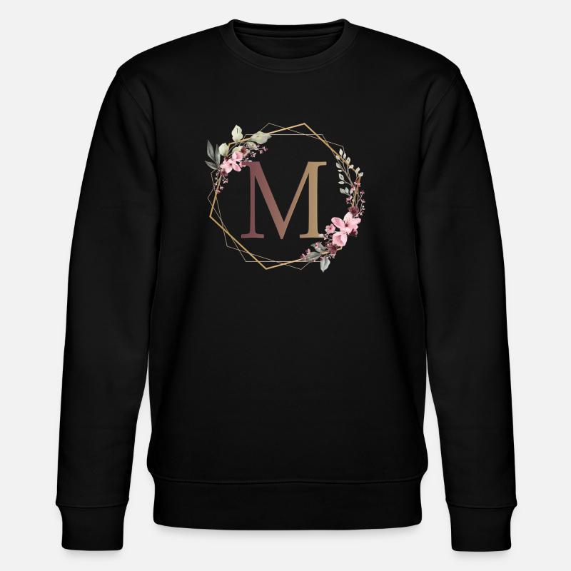 M surrounded by flowers - Stanley/Stella CHANGER Unisex Organic Sweatshirt - black
