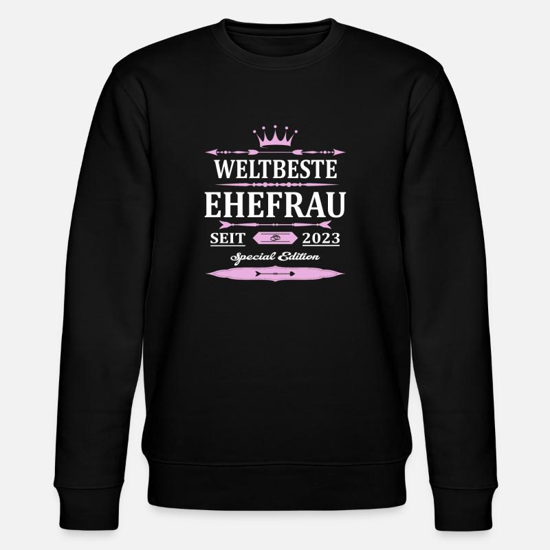 Weltbeste Ehefrau Seit 2023 Vintage Hochzeitstag - Stanley/Stella Unisex Bio-Sweatshirt CHANGER  - Schwarz