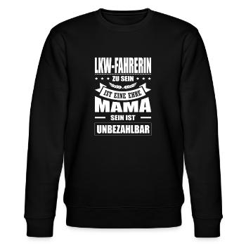 LKW-Fahrerin Sein Eine Ehre Mama Truckerin LKW Fun - Stanley/Stella Unisex Bio-Sweatshirt CHANGER  - Schwarz - Vorne - Nik (191cm) & Marisol (170cm)