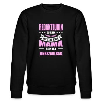 Redakteurin Sein Eine Ehre Mama Sein Unbezahlbar - Stanley/Stella Unisex Bio-Sweatshirt CHANGER  - Schwarz - Vorne - Nik (191cm) & Marisol (170cm)