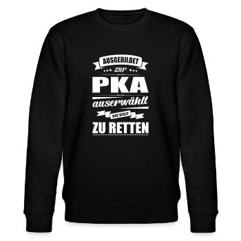 Ausgebildet Zur PKA Abschluss Bestanden - Stanley/Stella Unisex Bio-Sweatshirt CHANGER  - Schwarz - Vorne - Nik (191cm) & Marisol (170cm)