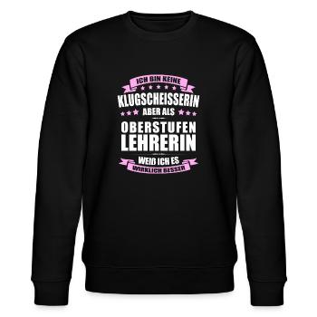 Oberstufenlehrerin Abschiedin Erinnerung - Stanley/Stella Unisex Bio-Sweatshirt CHANGER  - Schwarz - Vorne - Nik (191cm) & Marisol (170cm)