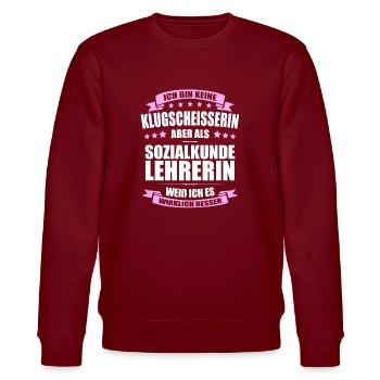 Sozialkundelehrerin Lehrerin Erinnerung Lehrer - Stanley/Stella Unisex Bio-Sweatshirt CHANGER  - Burgunderrot - Vorne - Nik (191cm) & Marisol (170cm)