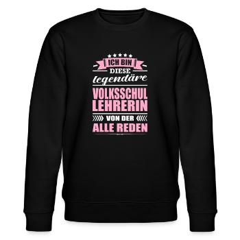 Ich Bin Diese Legendäre Volkschullehrerin Lehrerin - Stanley/Stella Unisex Bio-Sweatshirt CHANGER  - Schwarz - Vorne - Nik (191cm) & Marisol (170cm)