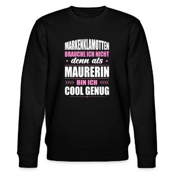 Markenklamotten Brauche Ich Nicht Maurerin - Stanley/Stella Unisex Bio-Sweatshirt CHANGER  - Schwarz - Vorne - Nik (191cm) & Marisol (170cm)