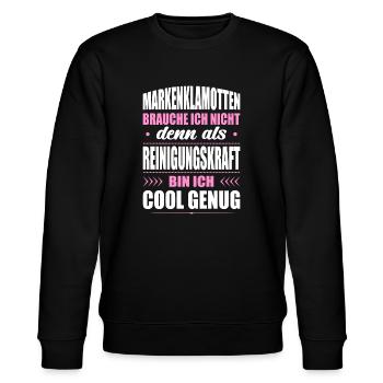 Markenklamotten Brauche Ich Nicht Reinigungskraft - Stanley/Stella Unisex Bio-Sweatshirt CHANGER  - Schwarz - Vorne - Nik (191cm) & Marisol (170cm)