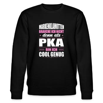 Markenklamotten Brauche Ich Nicht PKA Apothekerin - Stanley/Stella Unisex Bio-Sweatshirt CHANGER  - Schwarz - Vorne - Nik (191cm) & Marisol (170cm)