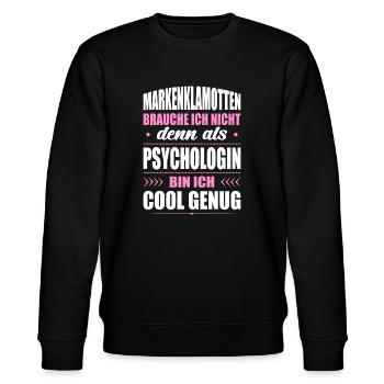 Markenklamotten Brauche Ich Nicht Psychologin - Stanley/Stella Unisex Bio-Sweatshirt CHANGER  - Schwarz - Vorne - Nik (191cm) & Marisol (170cm)