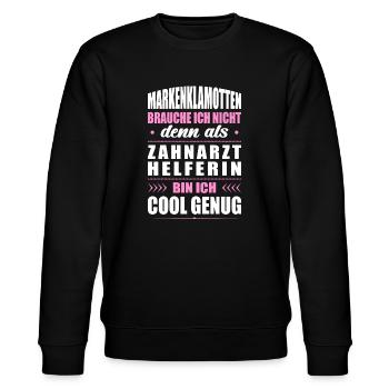 Markenklamotten Brauche Ich Nicht Zahnarzthelferin - Stanley/Stella Unisex Bio-Sweatshirt CHANGER  - Schwarz - Vorne - Nik (191cm) & Marisol (170cm)