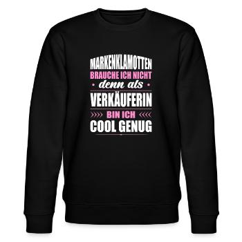 Markenklamotten Brauche Ich Nicht Verkäuferin - Stanley/Stella Unisex Bio-Sweatshirt CHANGER  - Schwarz - Vorne - Nik (191cm) & Marisol (170cm)