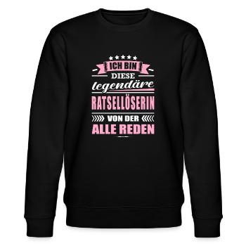 Ich Bin Diese Legendäre Rätsellöserin Rätsel - Stanley/Stella Unisex Bio-Sweatshirt CHANGER  - Schwarz - Vorne - Nik (191cm) & Marisol (170cm)