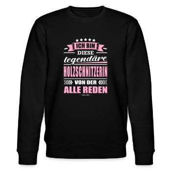 Ich Bin Diese Legendäre Holzschnitzerin - Stanley/Stella Unisex Bio-Sweatshirt CHANGER  - Schwarz - Vorne - Nik (191cm) & Marisol (170cm)