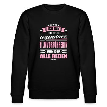Ich Bin Diese Legendäre Filmvorführerin Kino - Stanley/Stella Unisex Bio-Sweatshirt CHANGER  - Schwarz - Vorne - Nik (191cm) & Marisol (170cm)