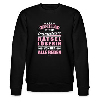 Ich Bin Diese Legendäre Rätsellöserin Rätsel - Stanley/Stella Unisex Bio-Sweatshirt CHANGER  - Schwarz - Vorne - Nik (191cm) & Marisol (170cm)